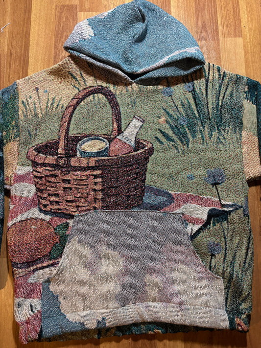 Picnic Cat Blanket Sweater LG