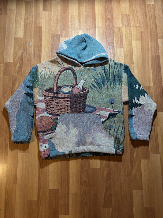 Picnic Cat Blanket Sweater LG