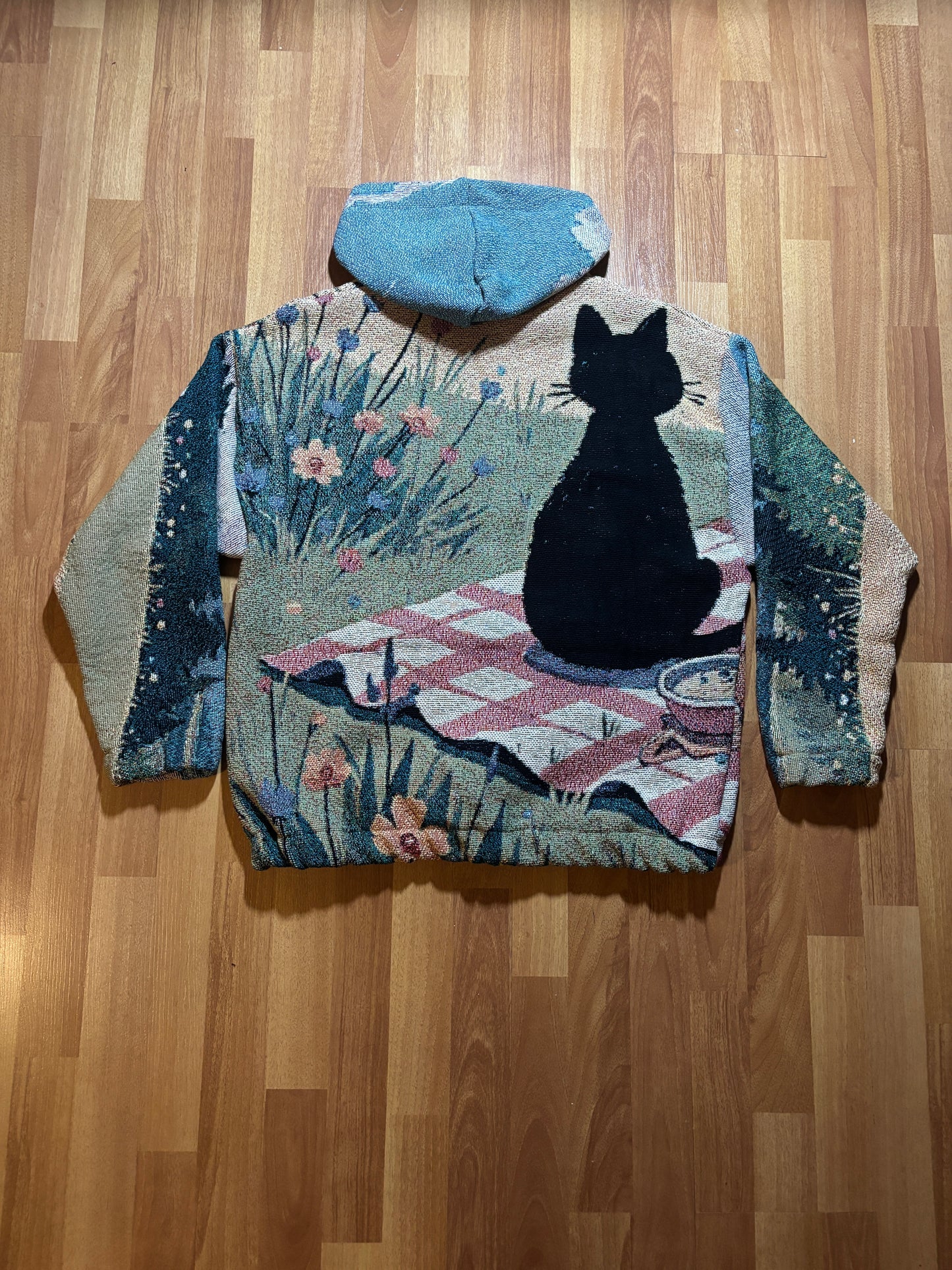 Picnic Cat Blanket Sweater LG