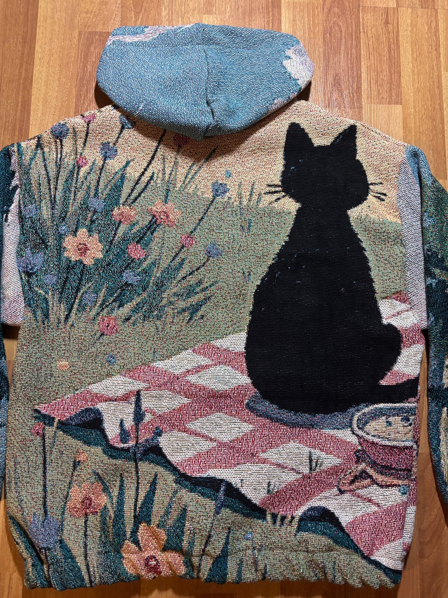 Picnic Cat Blanket Sweater LG